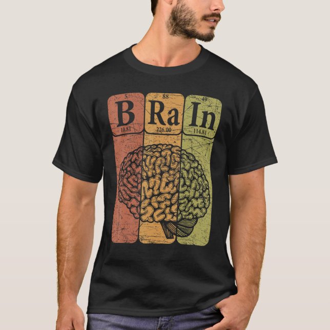 Brain Periodic Table Elements Neurologist Retro Ne T-Shirt (Front)