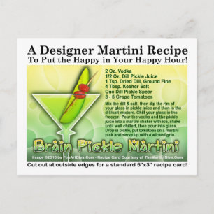Brain Pickle Halloween Martini Recipe Postcard