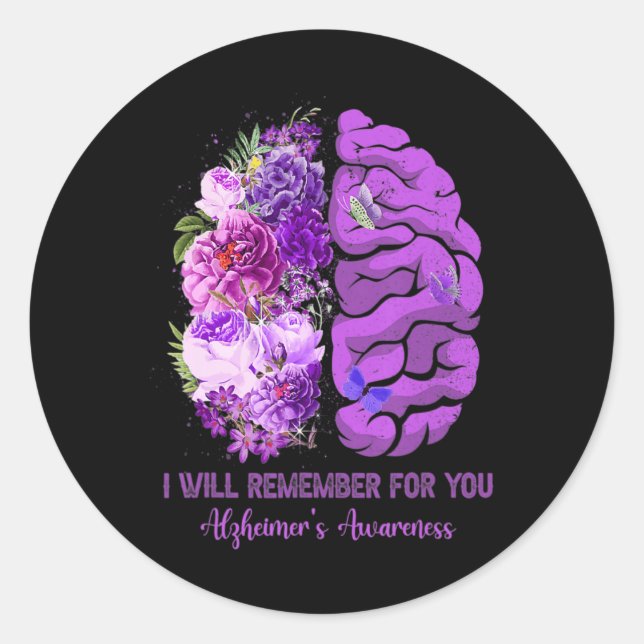 Brain Remember For You Alzheimerheimer Awareness M Classic Round Sticker (Front)