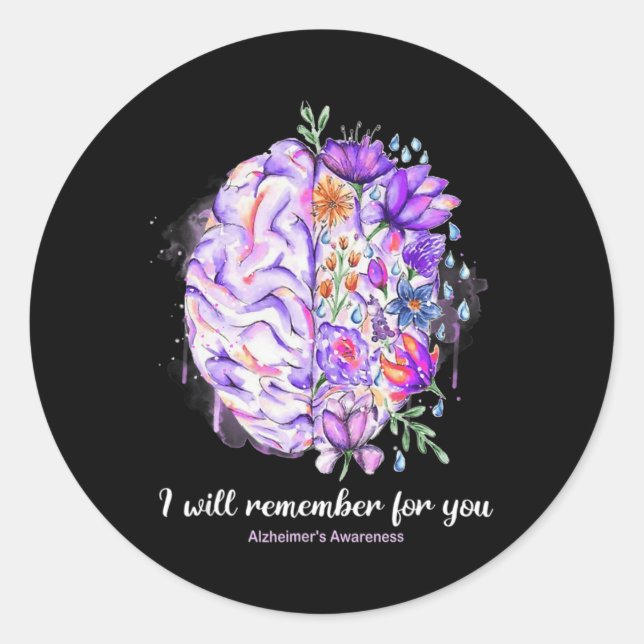 Brain Remember For You Alzheimerheimer Brain Aware Classic Round Sticker (Front)