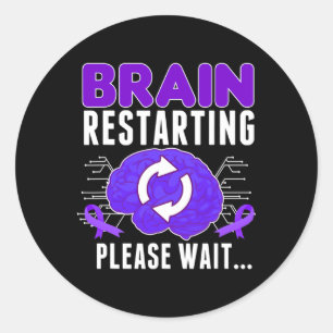 Brain Restarting - Epilepsy Purple Ribbon Men  Classic Round Sticker