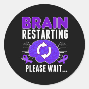 Brain Restarting - Epilepsy Purple Ribbon Men Classic Round Sticker