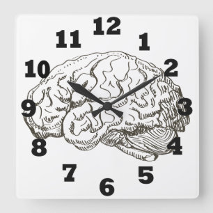 Brain Square Wall Clock