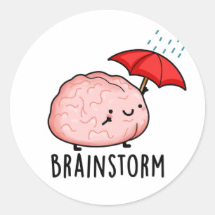 Brain Storm Funny Anatomy Pun  Classic Round Sticker