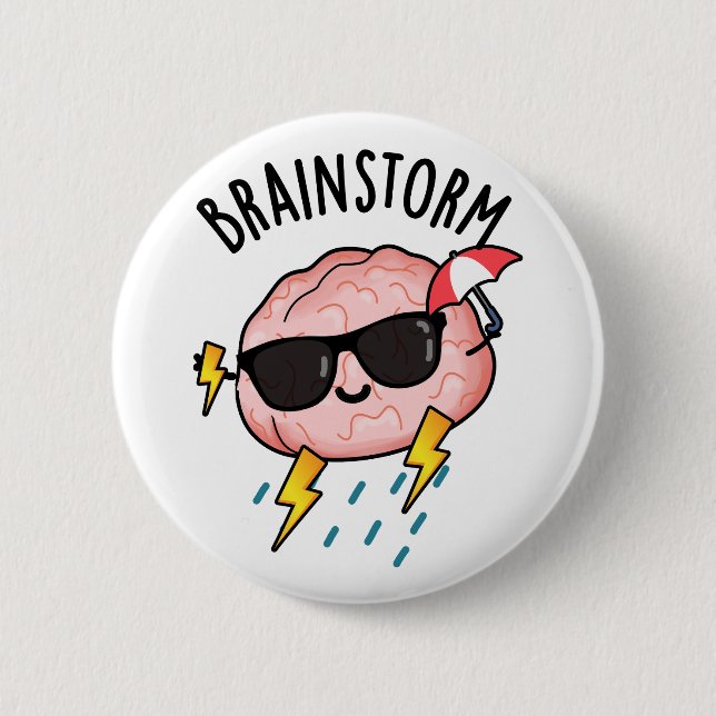 Brain Storm Funny Weather Pun  6 Cm Round Badge (Front)