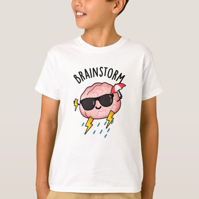 Brain Storm Funny Weather Pun  T-Shirt (Front)