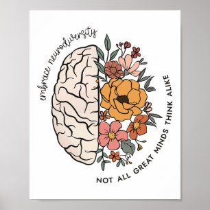 Brain Teacher Neurodiversity Not All Great Minds T Poster
