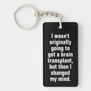 Brain Transplant Pun Black Key Ring