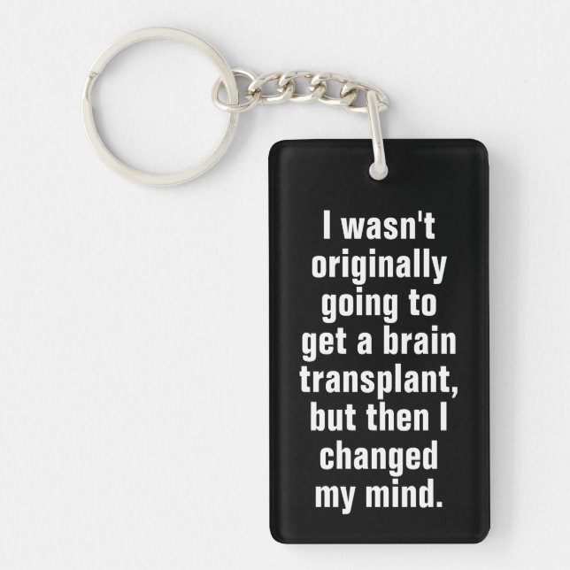 Brain Transplant Pun Black Key Ring (Front)