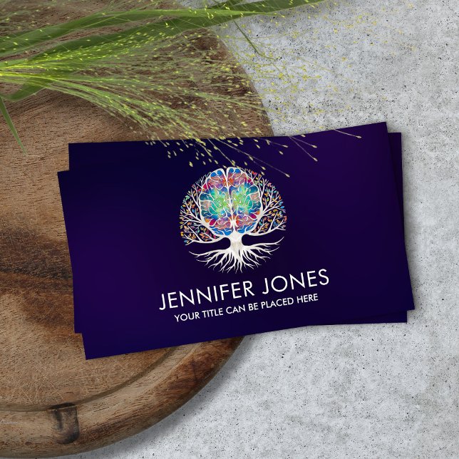 Brain Tree of life - Pearl , Colourful Leaves Business Card (Creator Uploaded)