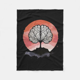 Brain Tree Sunset Artwork Fleece Blanket