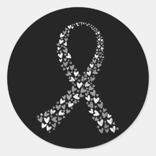 Brain Tumor Awareness Brain Cancer Gray Ribbon Men Classic Round Sticker