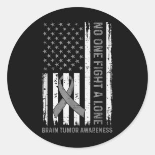 Brain Tumor Awareness Brain Cancer Usa Flag Gray R Classic Round Sticker