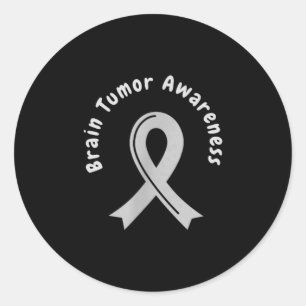 Brain tumor awareness ribbon in may wear gray classic round sticker