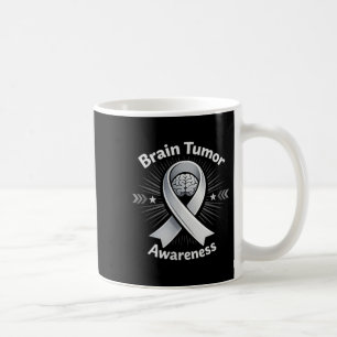 Brain tumor awareness ribbon in may wear gray coffee mug