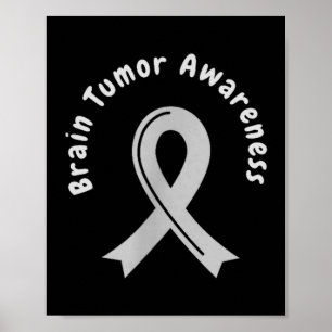 Brain tumor awareness ribbon in may wear gray poster