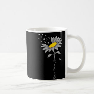 Brain tumor awareness sunflower gray ribbon brain coffee mug