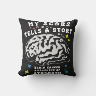 Brain tumor awareness, warrior, brain tumor cushion