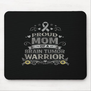 Brain tumor awareness warrior mom gray ribbon mouse pad