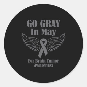 Brain tumor awareness wear gray in may strong classic round sticker