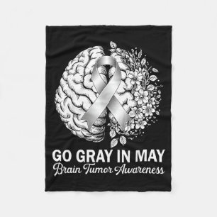 Brain tumor awareness wear gray in may strong fleece blanket