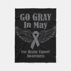 Brain tumor awareness wear gray in may strong fleece blanket