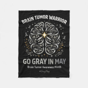 Brain tumor awareness wear gray in may strong fleece blanket