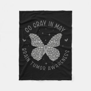 Brain tumor awareness wear gray in may strong fleece blanket