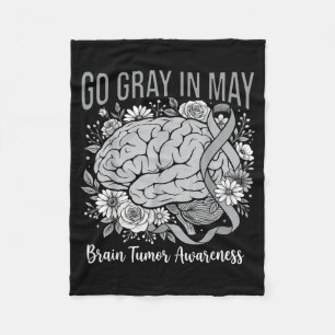Brain tumor awareness wear gray in may strong fleece blanket