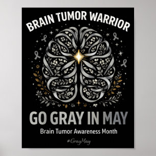 Brain tumor awareness wear gray in may strong poster