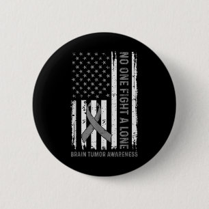 Brain Tumour Awareness Brain Cancer Usa Flag Grey 6 Cm Round Badge