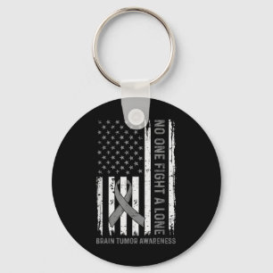 Brain Tumour Awareness Brain Cancer Usa Flag Grey Key Ring
