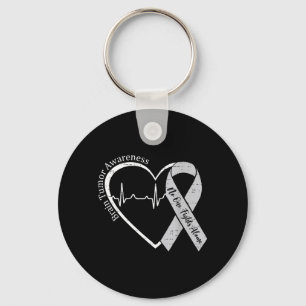 Brain Tumour Awareness Heart Brain Cancer Grey Key Ring