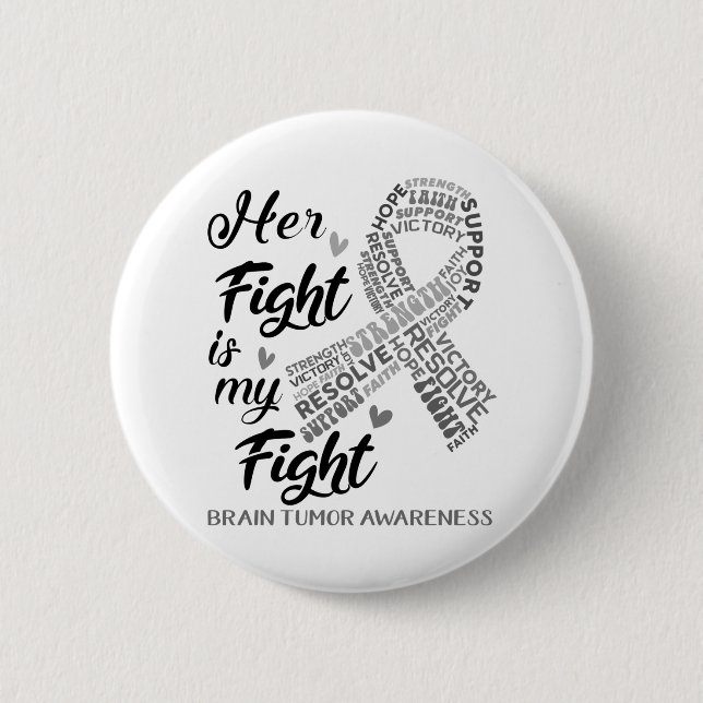 Brain Tumour Awareness Her Fight is my Fight 6 Cm Round Badge (Front)