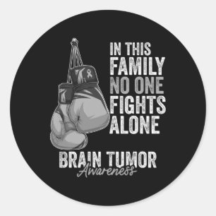 Brain Tumour Awareness Month Boxing Gloves Grey Ca Classic Round Sticker