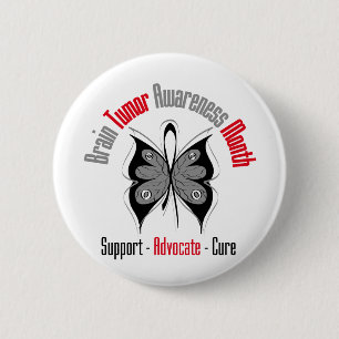 Brain Tumour Awareness Month Butterfly 6 Cm Round Badge