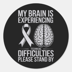 Brain Tumour Awareness Month Grey Ribbon Apparel M Classic Round Sticker