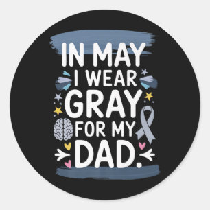 Brain Tumour Awareness Month Grey Ribbon Apparel M Classic Round Sticker