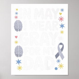 Brain Tumour Awareness Month Grey Ribbon Apparel M Poster