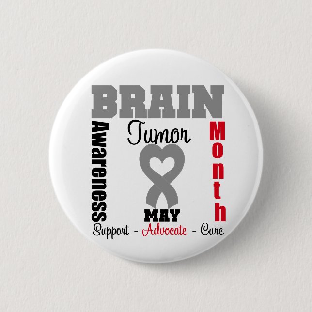 Brain Tumour Awareness Month Heart Ribbon 6 Cm Round Badge (Front)