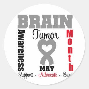 Brain Tumour Awareness Month Heart Ribbon Classic Round Sticker
