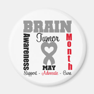Brain Tumour Awareness Month Heart Ribbon Magnet