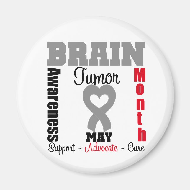 Brain Tumour Awareness Month Heart Ribbon Magnet (Front)
