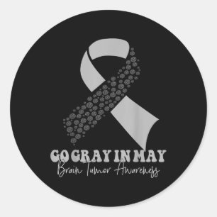 Brain Tumour Awareness Month Wear Cancer Ribbon Gr Classic Round Sticker