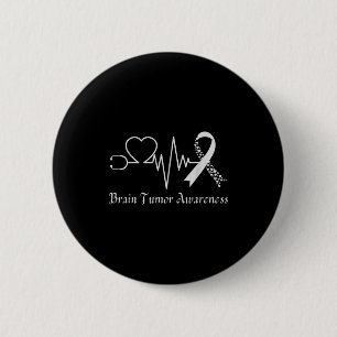 Brain tumour awareness ribbon in may wear grey 6 cm round badge