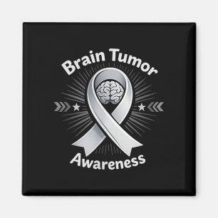 Brain tumour awareness ribbon in may wear grey magnet