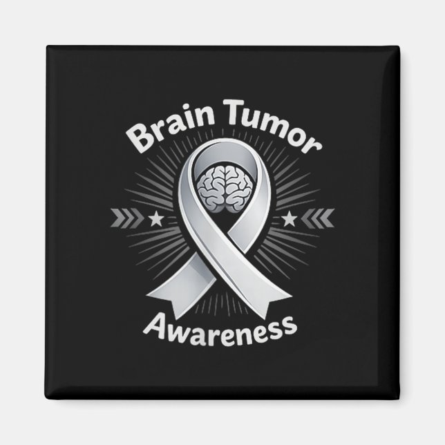 Brain tumour awareness ribbon in may wear grey magnet (Front)