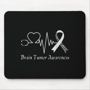 Brain tumour awareness ribbon in may wear grey mouse pad