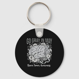 Brain tumour awareness wear grey in may strong key ring
