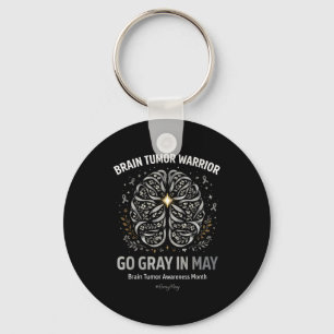 Brain tumour awareness wear grey in may strong key ring